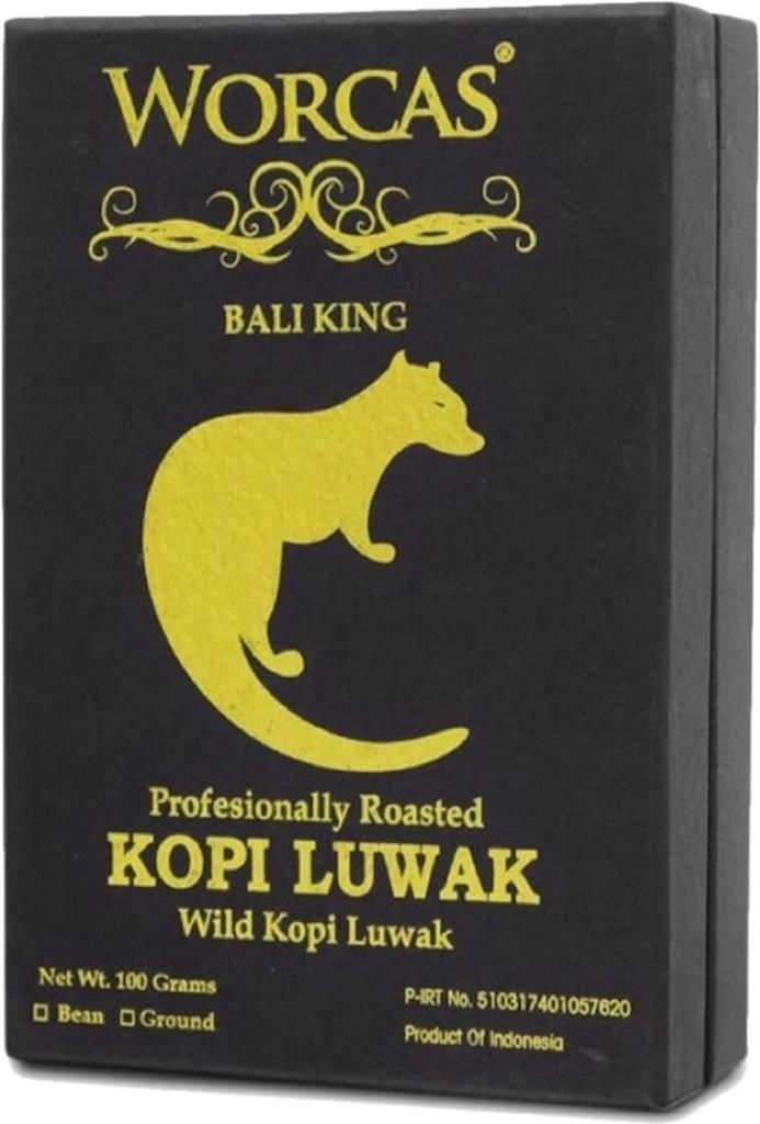 WORCAS Kopi Luwak от Civet Coffee Жареный кофе Kopi Indonesia [цельные зерна/100 г] Бали, фасоль, робуста, подарок, подарок, редкий, фасоль, лювак,