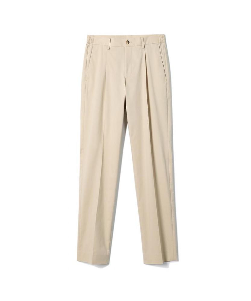 NOTIG One-Pleat Slim Fit Cotton Blend Spandex Pants Beige_Okg1Ptlp195I1