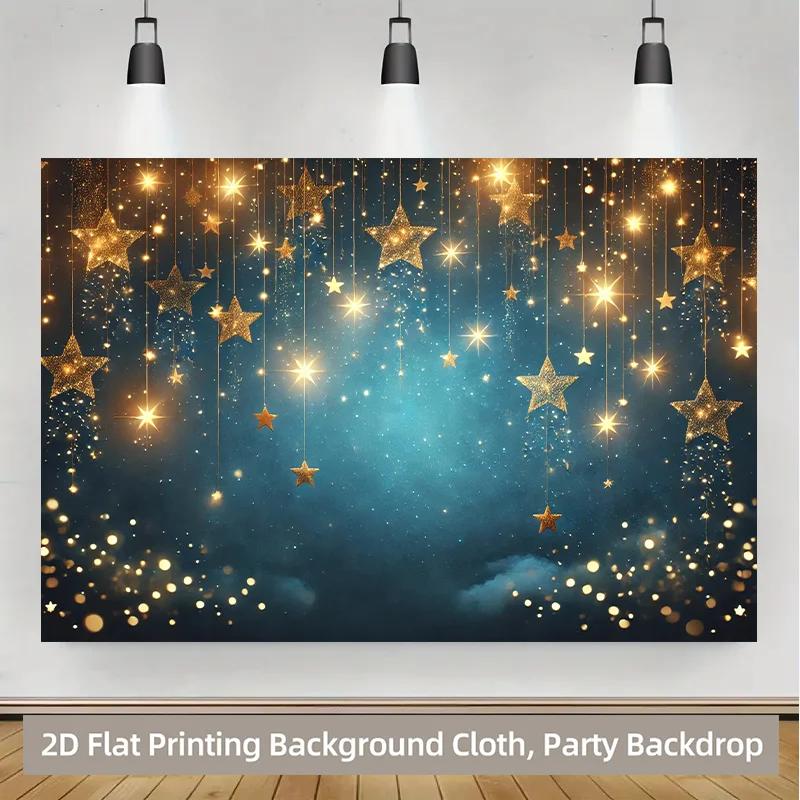 1 piece of 2D background fabric, a vibrant polyester background fabric with a beautiful scene of twinkling stars, yzb
