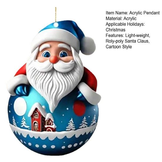 Yousheng Roly-poly Санта-Клаус подвеска 2D акриловая подвеска украшение на рождественскую елку мультяшный Санта украшение для каминной полки автомобиля рюкзак