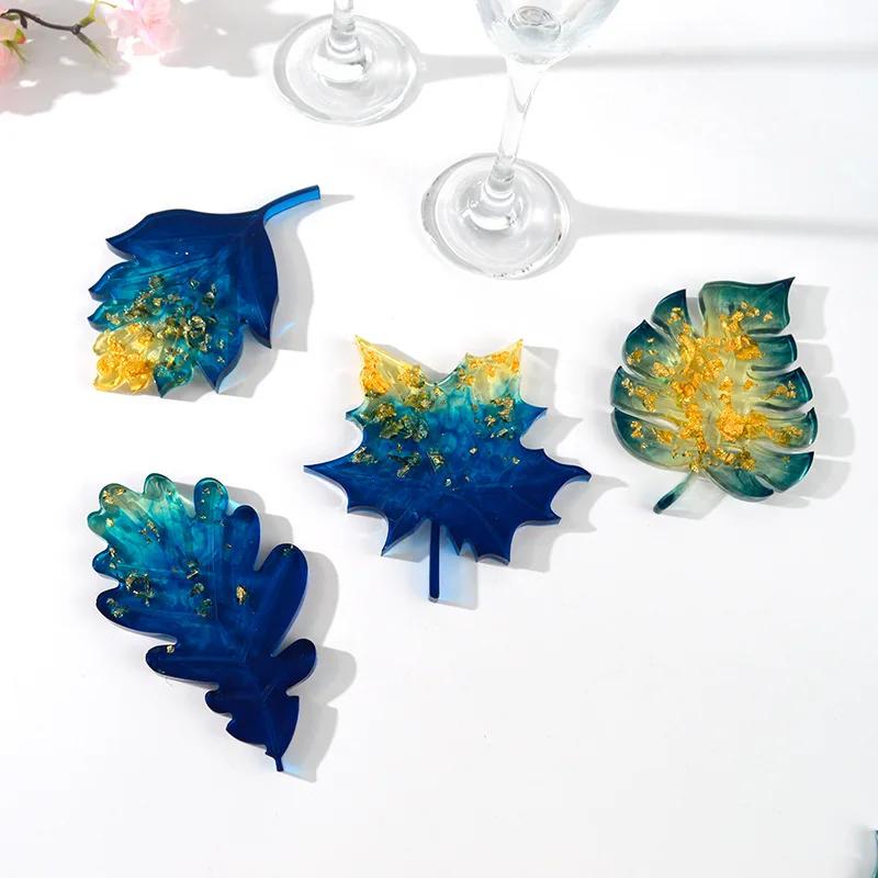 Рождественское украшение стола DIY Handmade Leaf Coaster Mold Рождественская серия Crystal Epoxy Mold Смола Кленовый лист Силиконовые формы