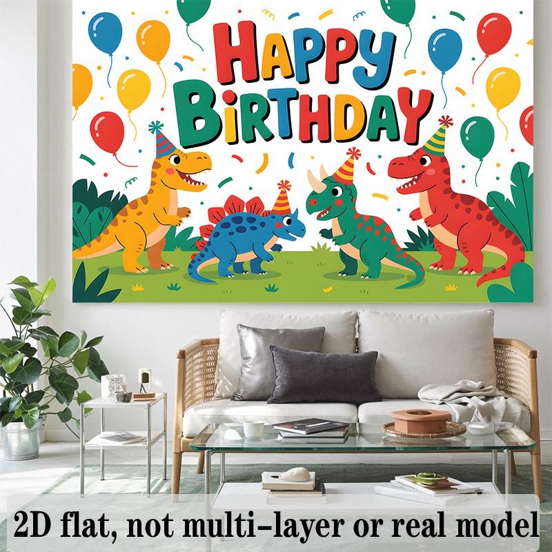 1 piece 2D flat dinosaur-themed birthday background decoration suitable for seasonal decorations and home décor. (wsj)