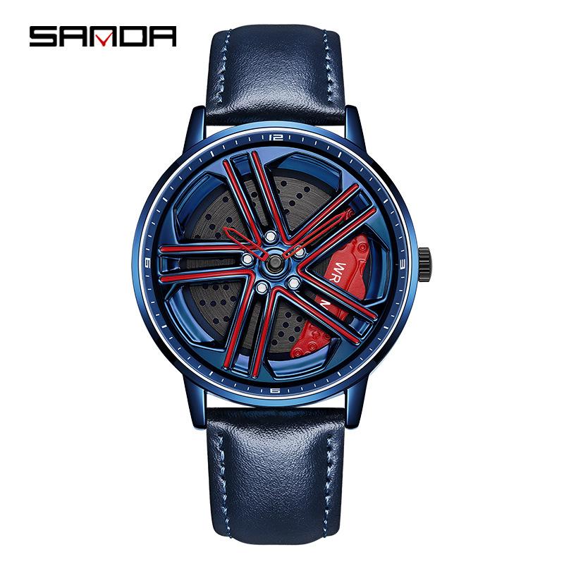 SANDA New Wheel Series Rotating Watch Men's Quartz Watch Fashion Hollow Creative Personality Cool Men's and Women's Watch