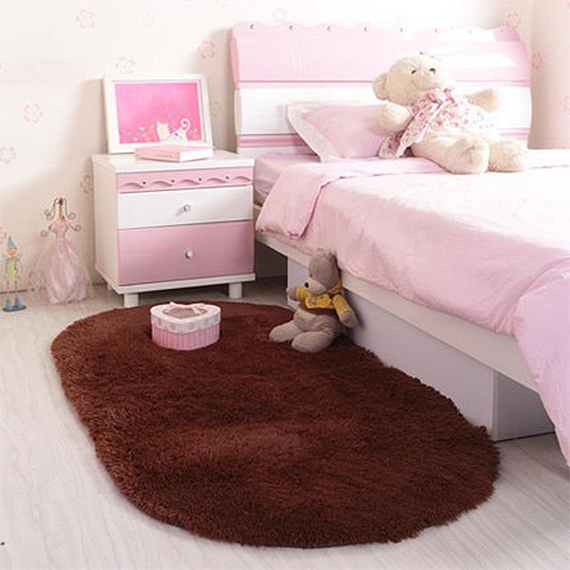 Bedroom Decoration Anti-Slip Home Oval Fluffy Soft Plush Carpet Floor Mat Area Rugs Bedside Shaggy