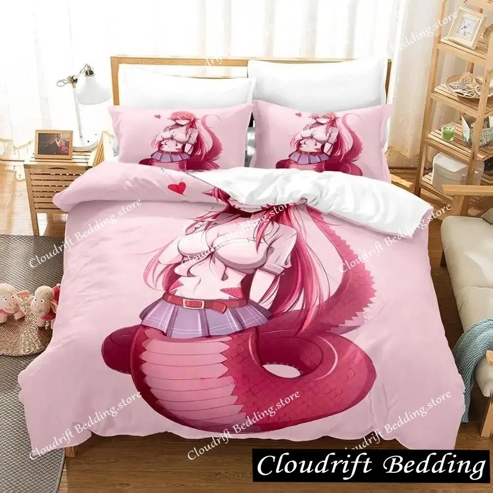 Комплект постельного белья Monster Musume Single Twin Full Queen King Size Bed Set Adult Kids Bedroom Duvet Cover Sets 3D Anime Bed Sheet Set