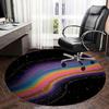Cosmic Rainbow Swirl,Celestial Spiral Design Chair mat Round Rug-Office carpet, Machine Washable, Non-slip, Suitable for Living Rooms, Bedro