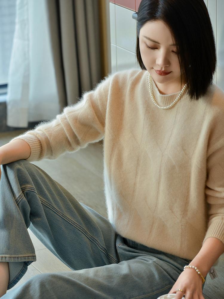 Женский кашемировый свитер Qinghe кашемир 30% кашемир 70% шерсть осенне-зимний кашемировый пуловер мягкий и теплый