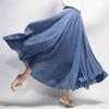 Double Layer Cotton and Linen Skirt with Big Swing Solid Color