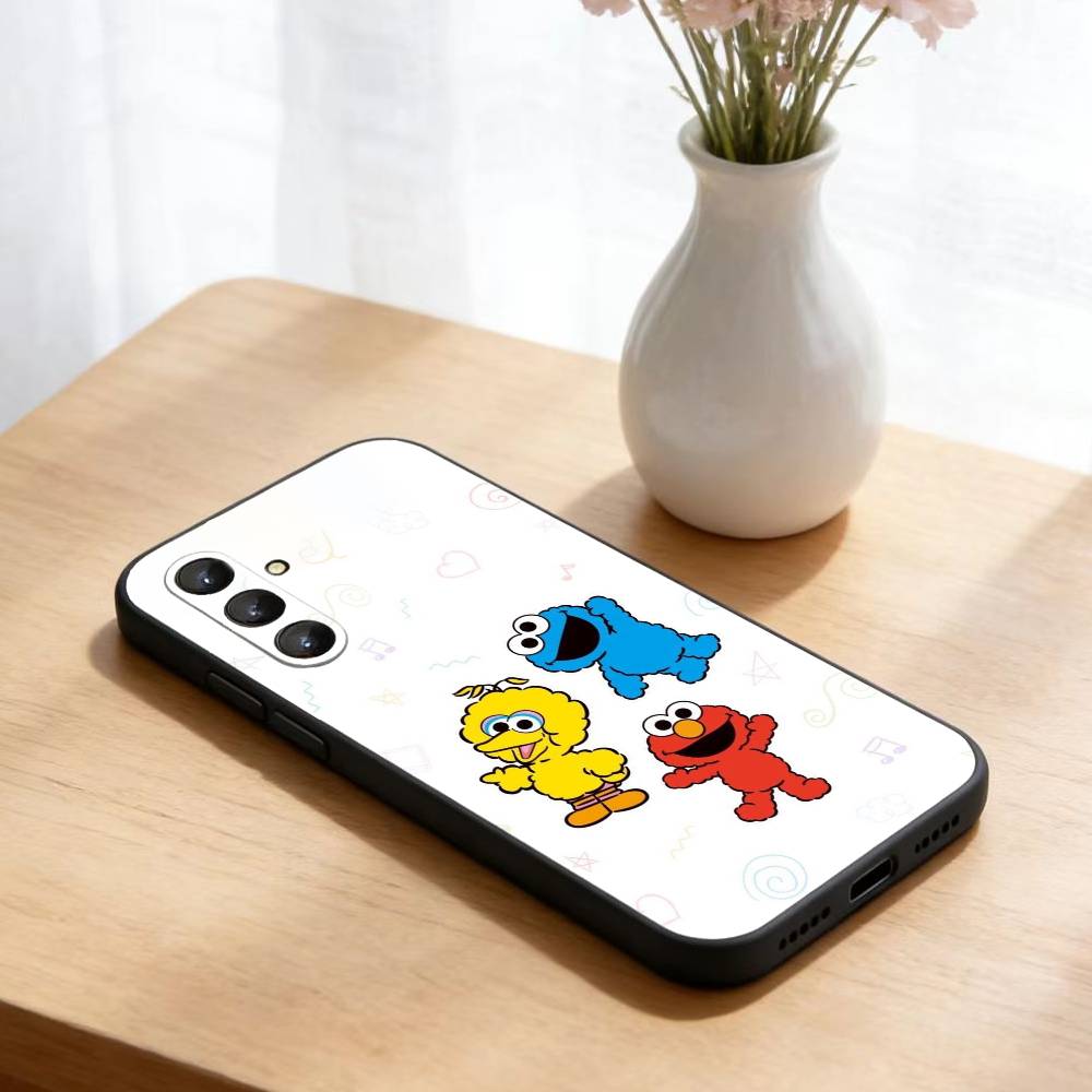 Cartoon S-Sesames-u-Streets Phone Case For Samsung Galaxy A73,A21s,A22,A31,A52,A53,A71,A41Soft Black Shell