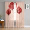 Красные цветы фон прозрачные шторы для окна гостиной прозрачная вуаль тюль занавески для спальни домашний декор