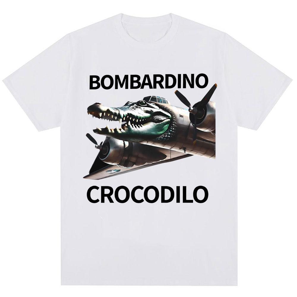 Bombardiro Crocodilo Funny Italian Brainrot Meme T Shirt Humor Fashion Hip Hop Men Women T Shirts Oversized Cotton Casual Tees