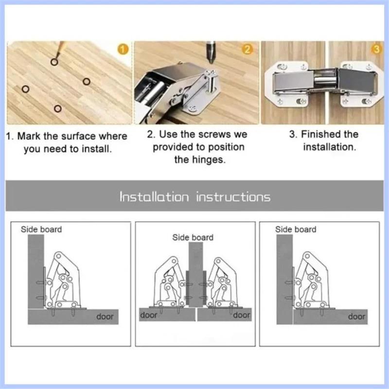 4/6/10PCS 90 Degree Cabinet Hinges No-Drilling HoleHydraulic Buffer Hinge Kitchen Cabinet Cupboard Hinges Furniture Hardware