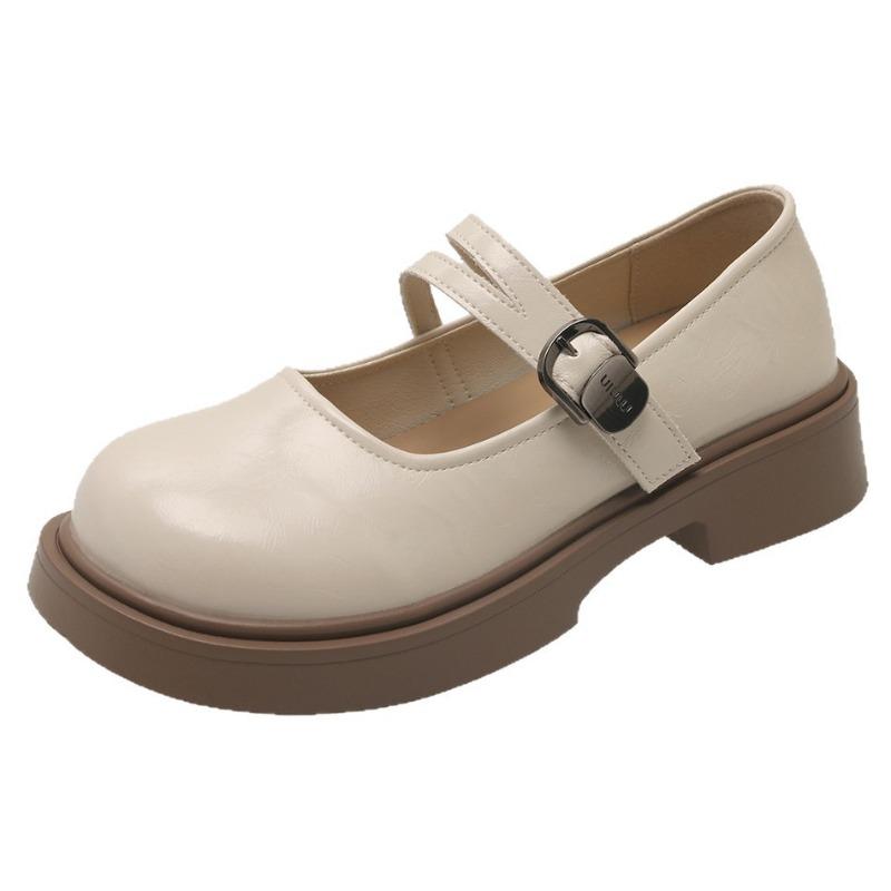 Женские туфли Мэри Джейн, одинарные туфли, весенние новинки, с юбкой, с открытым верхом, на низком каблуке, на толстом каблуке, на мягкой подошве, маленькие кожаные туфли женские