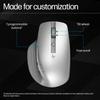 HP 930 Silver Bluetooth Mouse, Rechargeable, USB-C Charging, 3-Device Connection, 4-Way Scroll Wheel, 7 Programmable Buttons, Compatible with Mac,