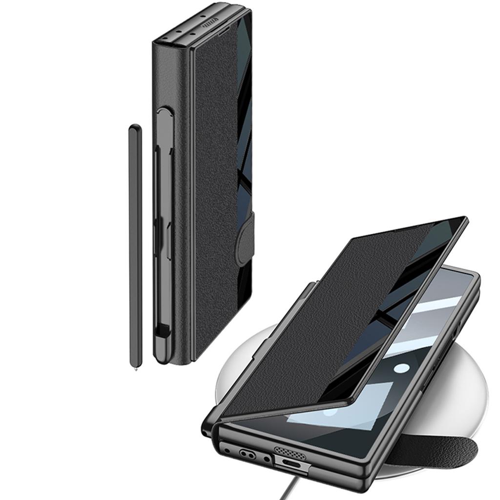 Мобильный телефон Samsung Z Fold6 Кронштейн из хитиновой кожи Складной экран Защита от падений Чехол-книжка Кожаный чехол Пленка Встроенный слот для ручки