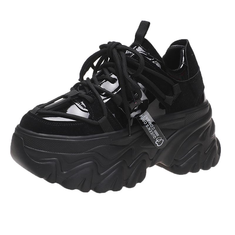 Fashion New Fashion 8cm High Platform Sneakers Women Thick Sole Non Slip Sports Dad Shoes Woman Korea PU Leather Chunky Sneakers Spring