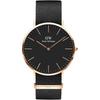 Мужские часы Daniel Wellington Classic Black Cornwall 40 мм Стильные Деловые Часы Черные