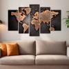 5-piece Set of "World Geographic Map" Modular Mural Wall Decoration Canvas Painting Art, Family Living Room Decoration
