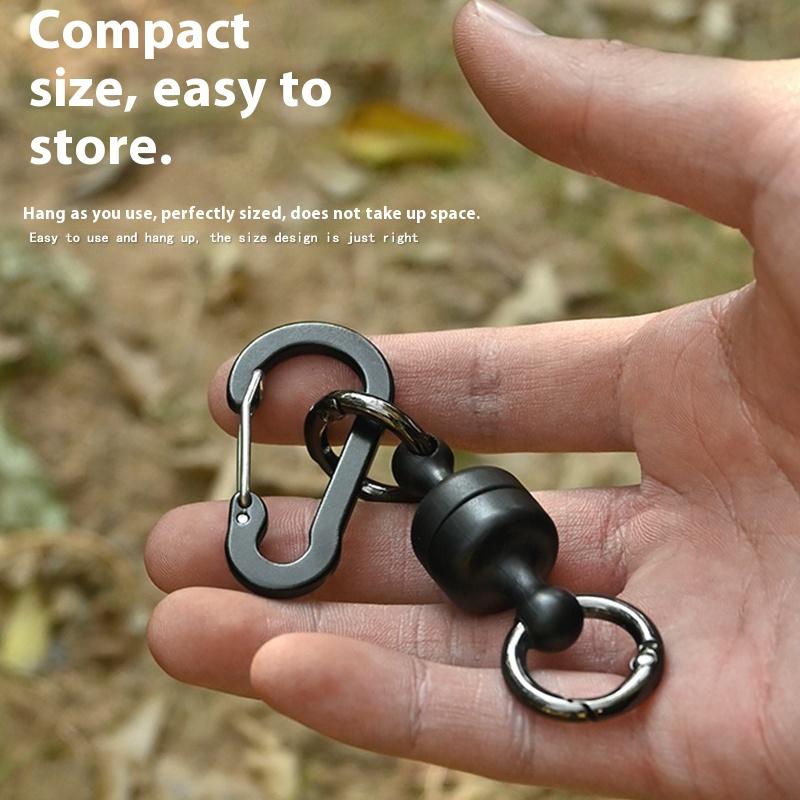 Магнитный держатель для выпуска рыболовной сетки со шнурком Инструмент для нахлыста Сильный магнит Карабин Брелок Эластичный спиральный растягивающийся шнур