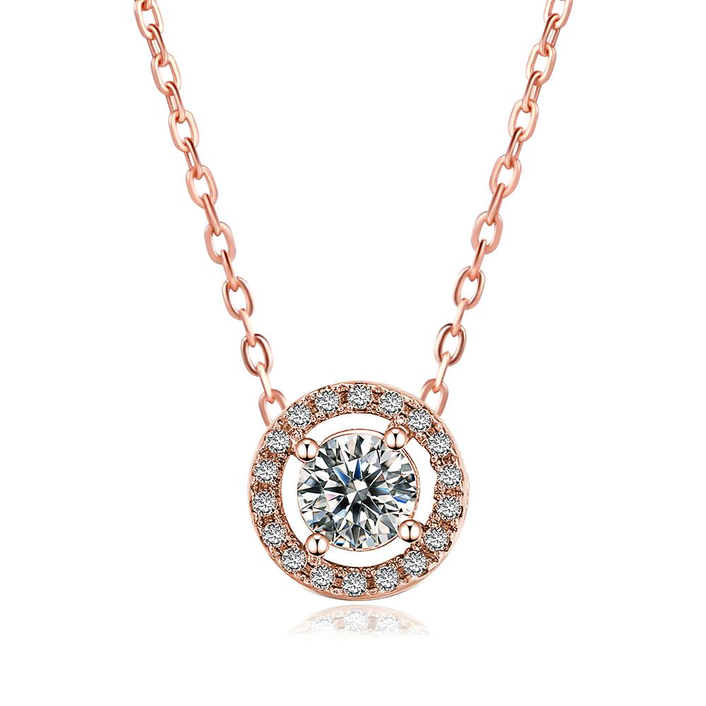 ZHOUYANG Pendants Necklace For Women Retro Blue Zircon Rose Gold Choker Chain Unusual Wedding Bride Jewelry N149