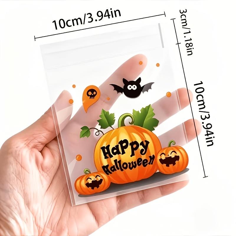 55/110pcs Self-Adhesive Plastic Gift Bags, Suitable for Party Favors And Horror Decorations - Skull, Bat, Pumpkin 4-In-1 Reusable Design,