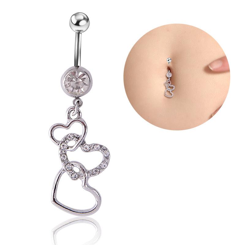 Прокол тела, пряжка на пупке, кристалл, вермикулит, инкрустация, бриллиант, три персика, сердце, проникновение, живот, пупок, нержавеющая сталь