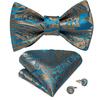 Wedding Bowtie Set for Men Adjustable Self Tied Bowtie Paisley Silk Bowtie Hanky Cufflink Set Dibangu