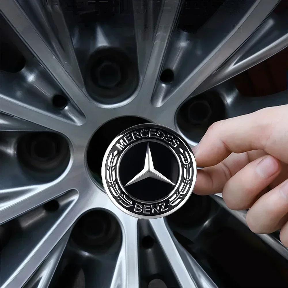 4pcs 75MM For MERCEDES BENZ AMG W205 W213 W206 W166 W176 W220 W253 C180 C200 Car Wheel Center Covers Stickers Hub Caps Sticker