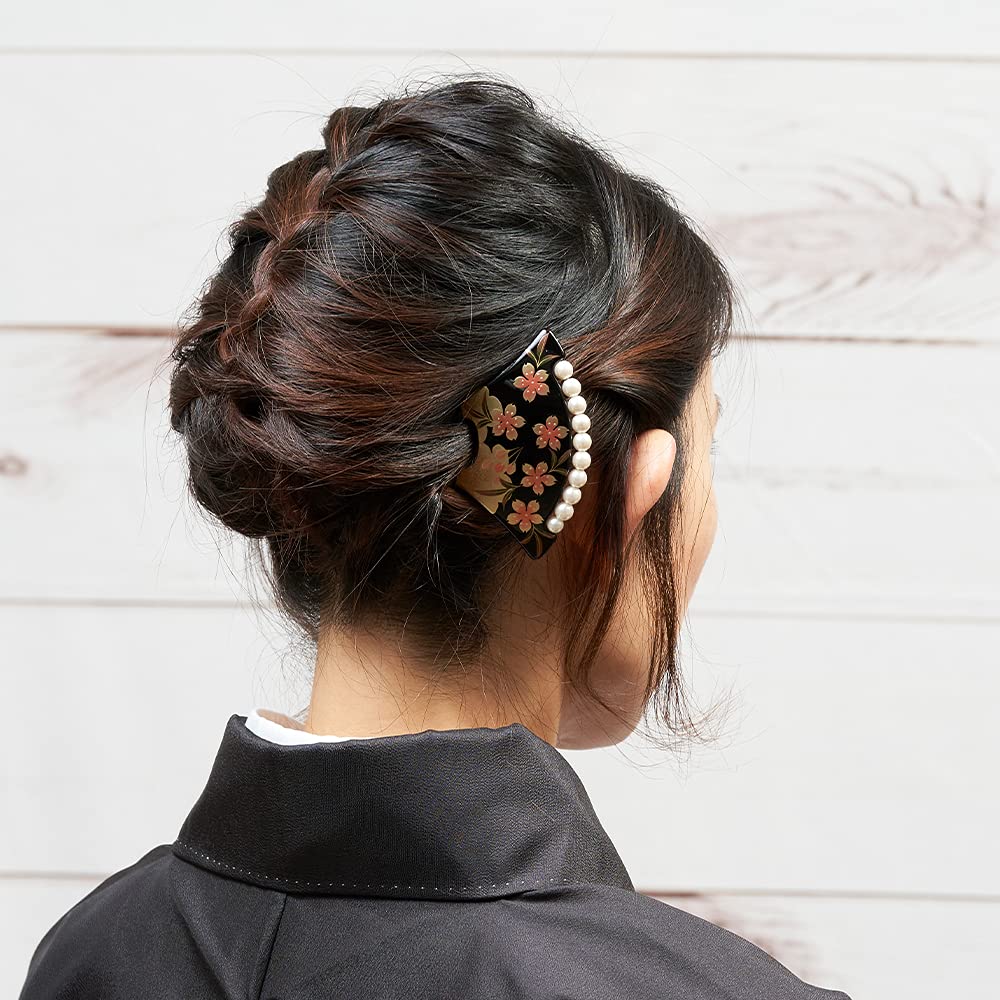 Kanzashi Makie Japanese Style Hair Ornament Cherry Blossom Pearl Everyday Use Made In Japan Kanzasi Watmosphere Hair Accessory After Party Kimono