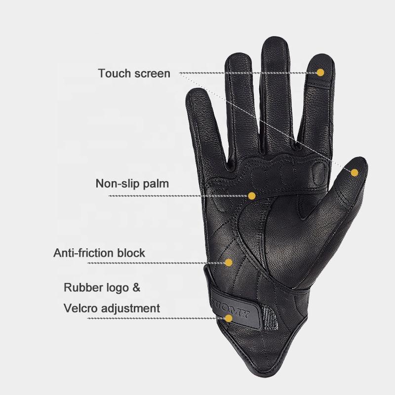 SUOMY Leather Bike Bicycle Off-road Hand Gloves Touch Screen Motorcycle Riding Sports Racing Gloves Men Winter Motocross Gloves