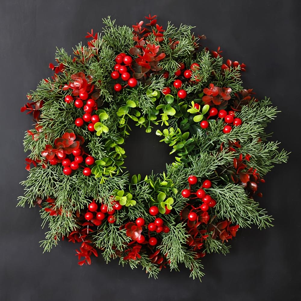 40x40cm Christmas Wreath Fashion Winter Berry Wreath Front Door Christmas Wreath Red Berry Xmas Decoration for Window Wall Decor