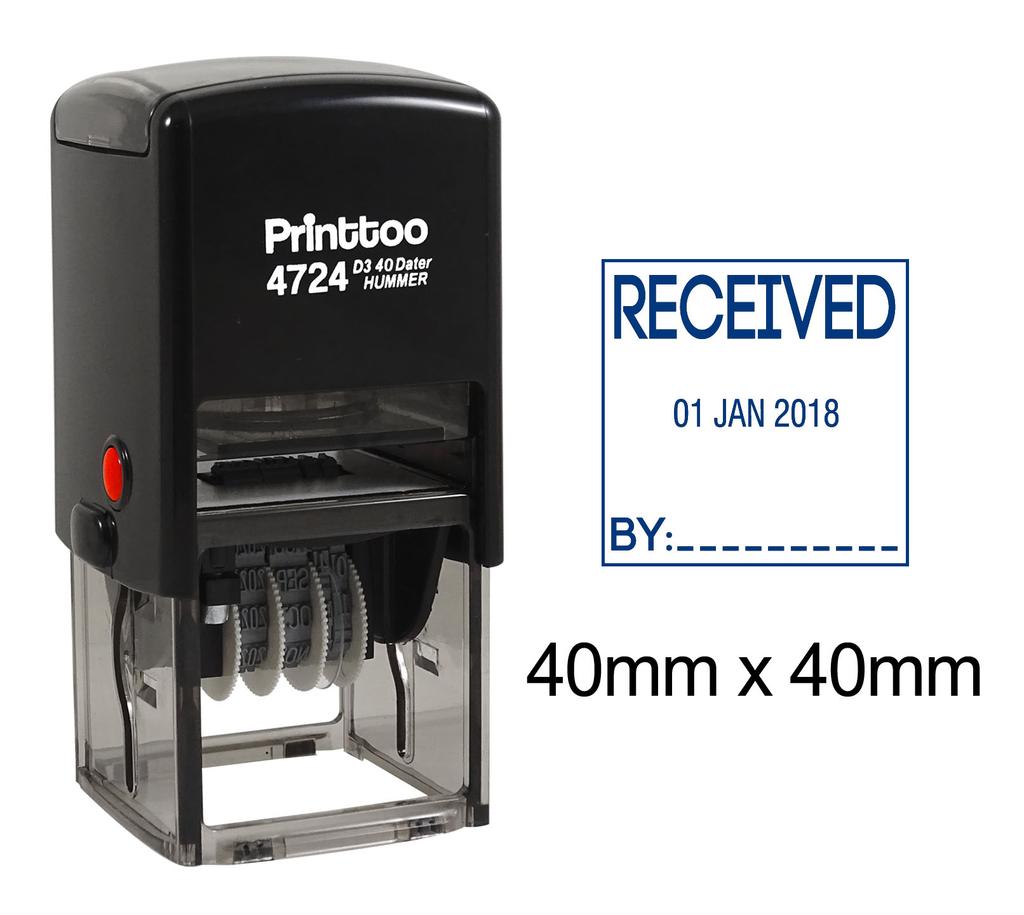 Printtoo Office Stationery Dater Stamp Self Inking With Received By Text Date Rubber