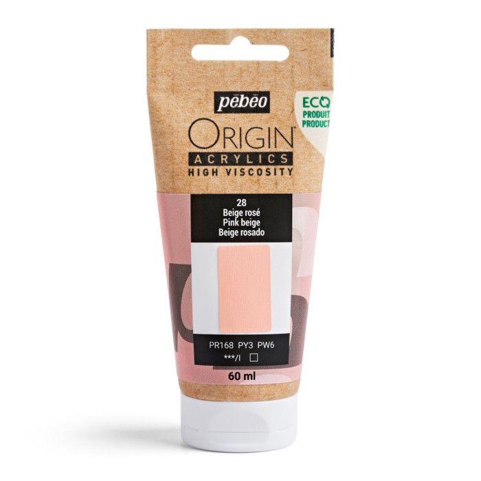 Peinture acrylique - Beige rosé - 28 - Haute viscosité - Pébéo - Origin acrylics - 60ml