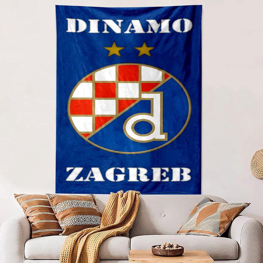 "Dinamo Zagreb Logo on Blue Background" Patterned Tapestry Decorative Wall Hanging, Home Bedroom Living Room Decor
