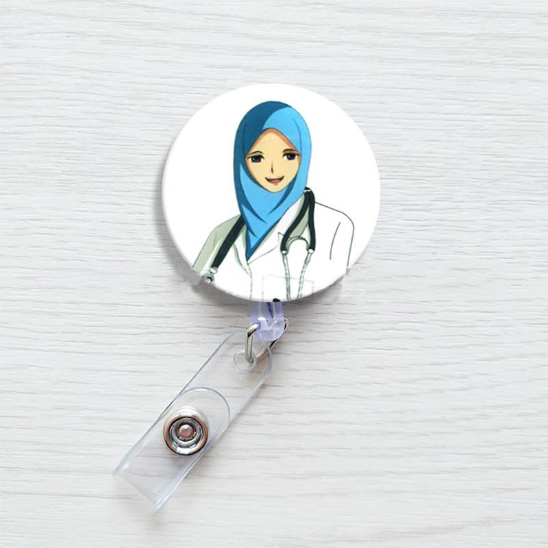 Модная идентификационная карточка с именем, выдвижная медсестра, врач, мультяшная кнопка, держатель для бейджа, школьные принадлежности, милый экспонат