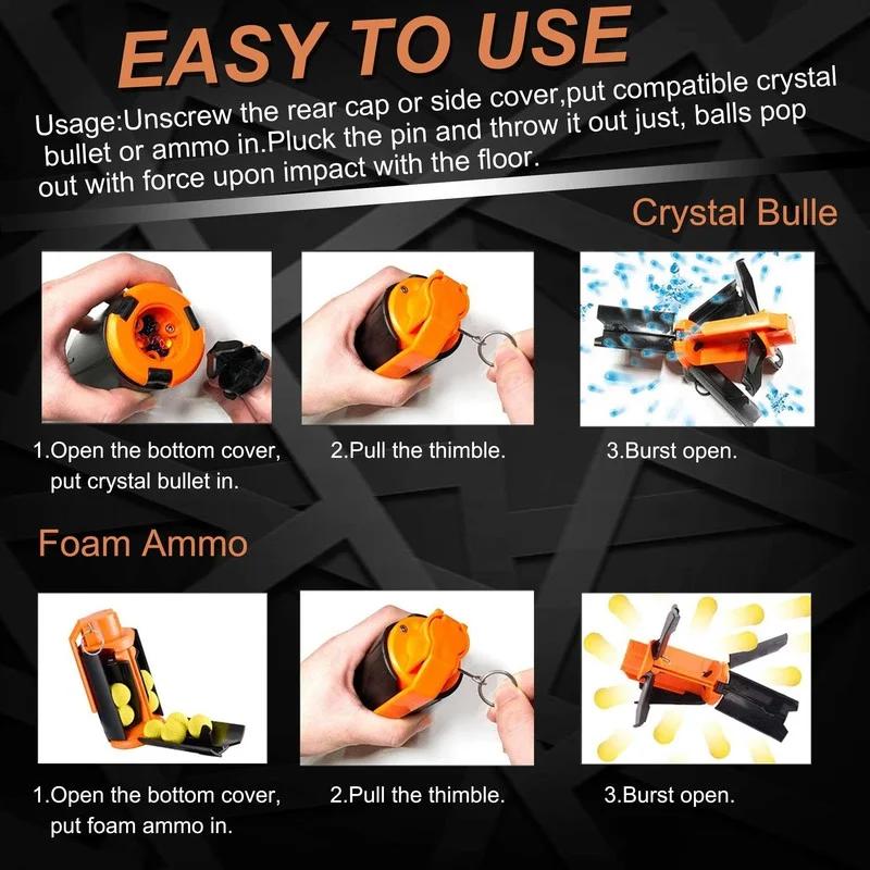 Тактическая игрушечная граната для игр с гелевыми шариками CS, для развлечений на открытом воздухе, игрушечная граната с водяным шариком, прочная пластиковая модель с выбросом и кольцом