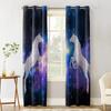 Звездное небо Бегущий белый единорог Шторы Кухонный декор Предметы Оконные шторы для гостиной Спальни Шторная панель