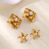 Stainless Steel Pearl Stud Earrings Women's High-end Sense K Gold Non-fading Earrings Starfish Shell Earrings Temperament