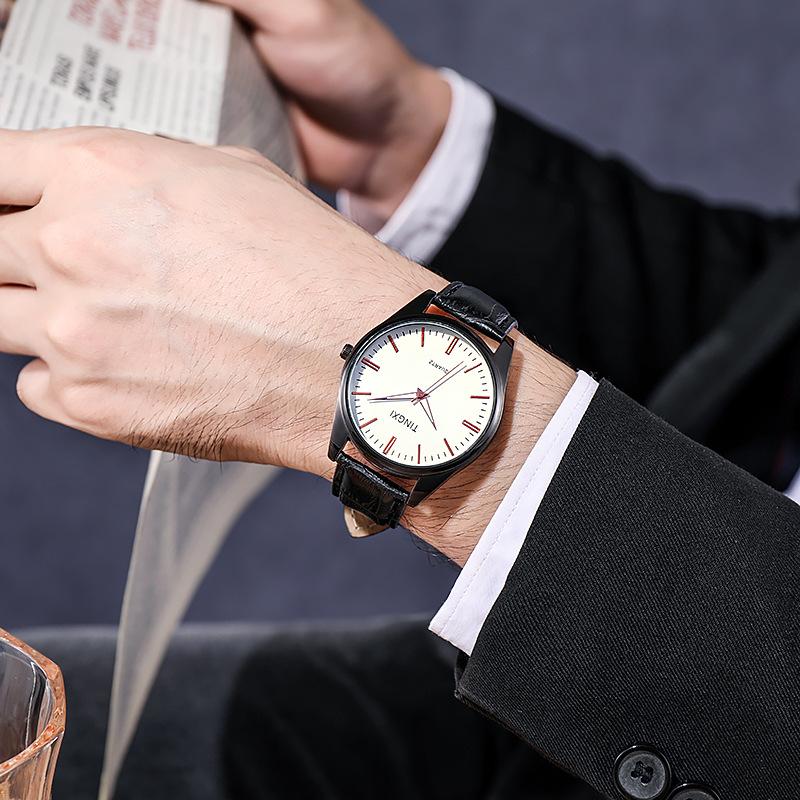Модные мужские часы унисекс с кожаной полоской, темпераментные повседневные кварцевые наручные часы, простые мужские часы, автоматические немеханические часы для мужчин