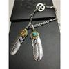 Feather Pendant Necklace Men Women Alloy Cross Chain Boho Chic Vintage Style Adjustable Length 51-80cm