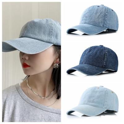 Однотонная джинсовая бейсболка в корейском стиле, кепка с козырьком, регулируемая солнцезащитная кепка, уличная одежда