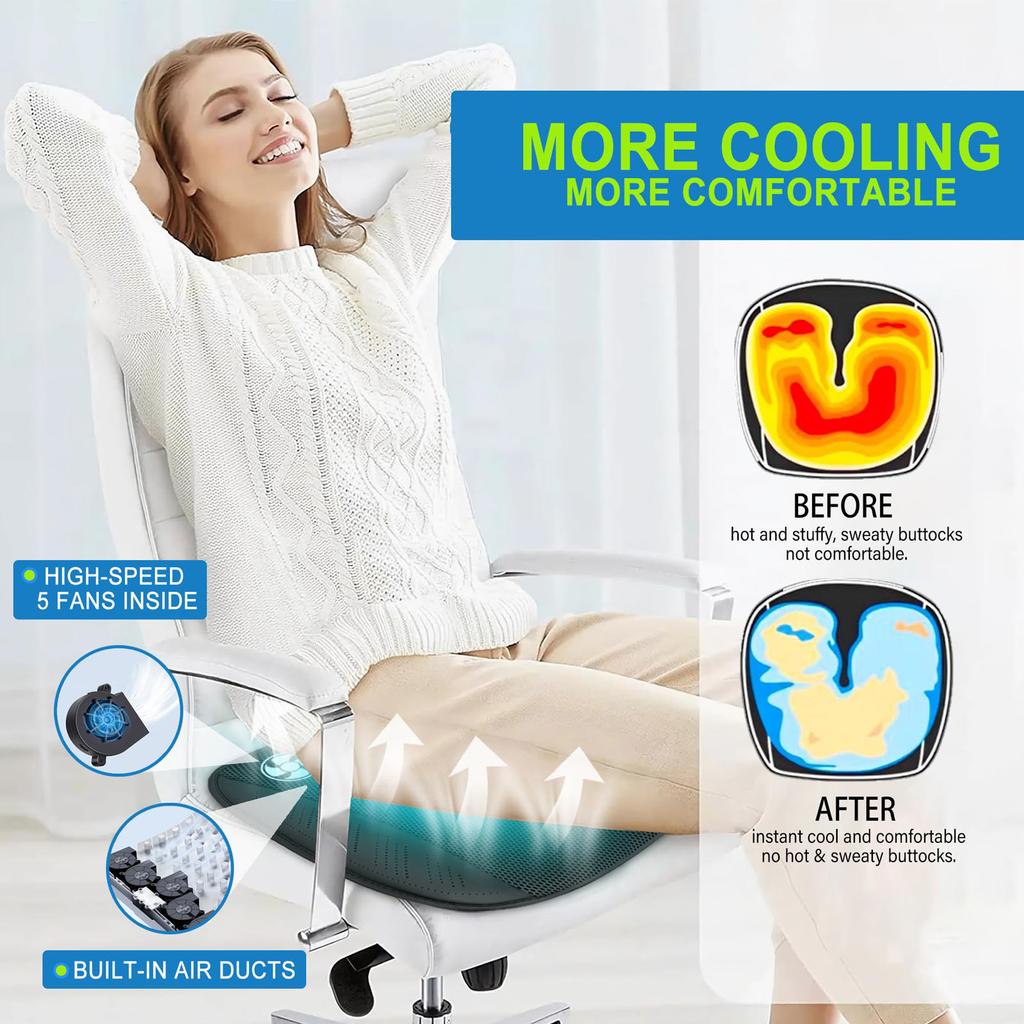 USB Подушка для сиденья, Вентилируемая накладка на сиденье 5 вентиляторов, Портативная подушка для стула, Универсальный охладитель сиденья для сиденья автомобиля, грузовика, для улицы