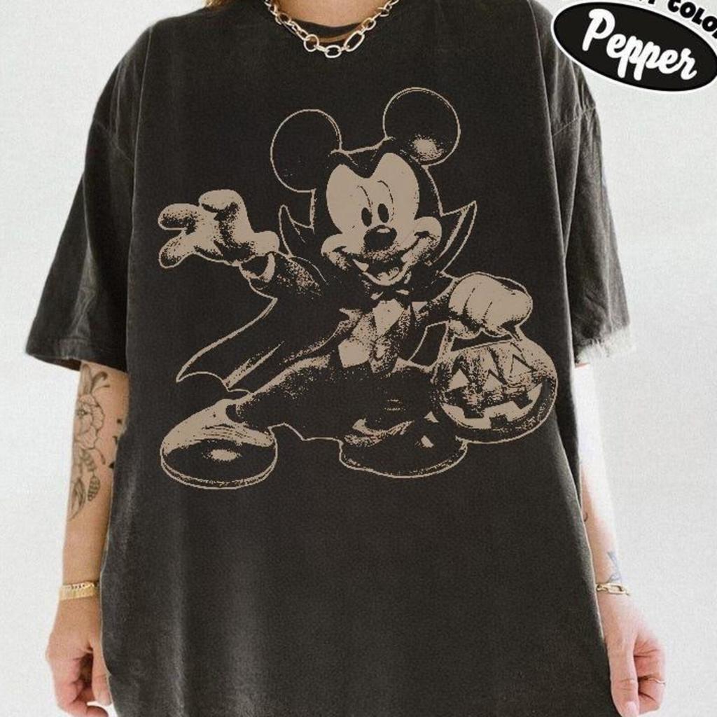 Comfort Colors® Disney Halloween Mouse Shirt, Vampire Mickey T-Shirt, Disney Spooky Pumpkin Shirt, Trick Or Treat Shirt, Halloween Party Tee
