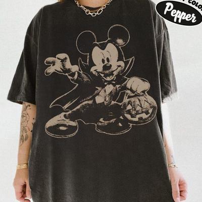 Comfort Colors® Disney Halloween Mouse Shirt, Vampire Mickey T-Shirt, Disney Spooky Pumpkin Shirt, Trick Or Treat Shirt, Halloween Party Tee