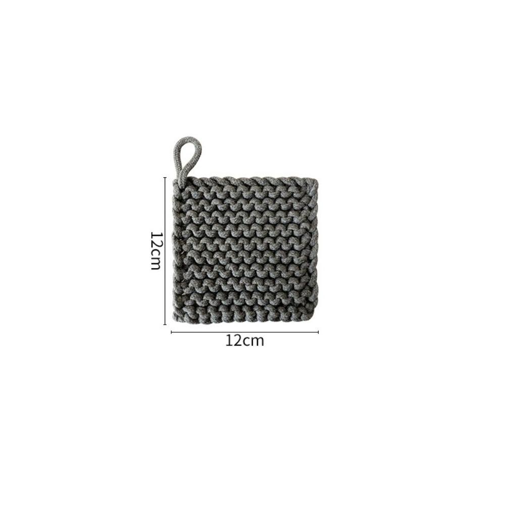Вязаная хлопковая теплоизоляционная подставка под горячее, многоразовая, противоскользящая, нескользящая, для украшения стола, из шерстяного материала, вязаная вручную
