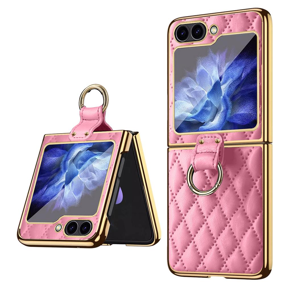 For Samsung Galaxy Z Flip7 FE 5G/Z Flip6 5G Case Rhombus Grid Phone Cover with Tempered Glass Film