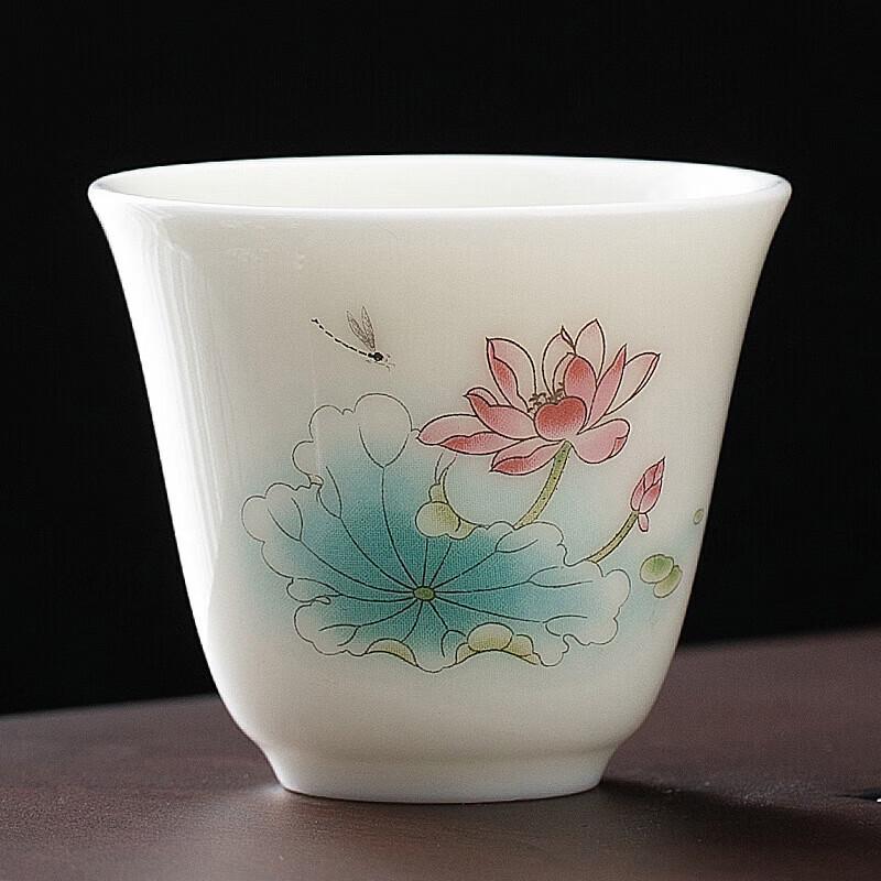Chaxun Mutton Fat Jade Porcelain Gold-Trimmed Infuser Tea Cup