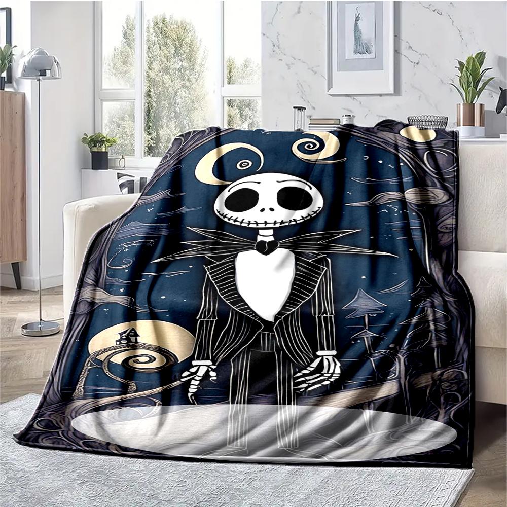 The Nightmare Before Christmas Theme Printed Blanket - Perfect for Couch, Bed, Travel & Outdoor Use | Machine Washable, Cozy & Durable.