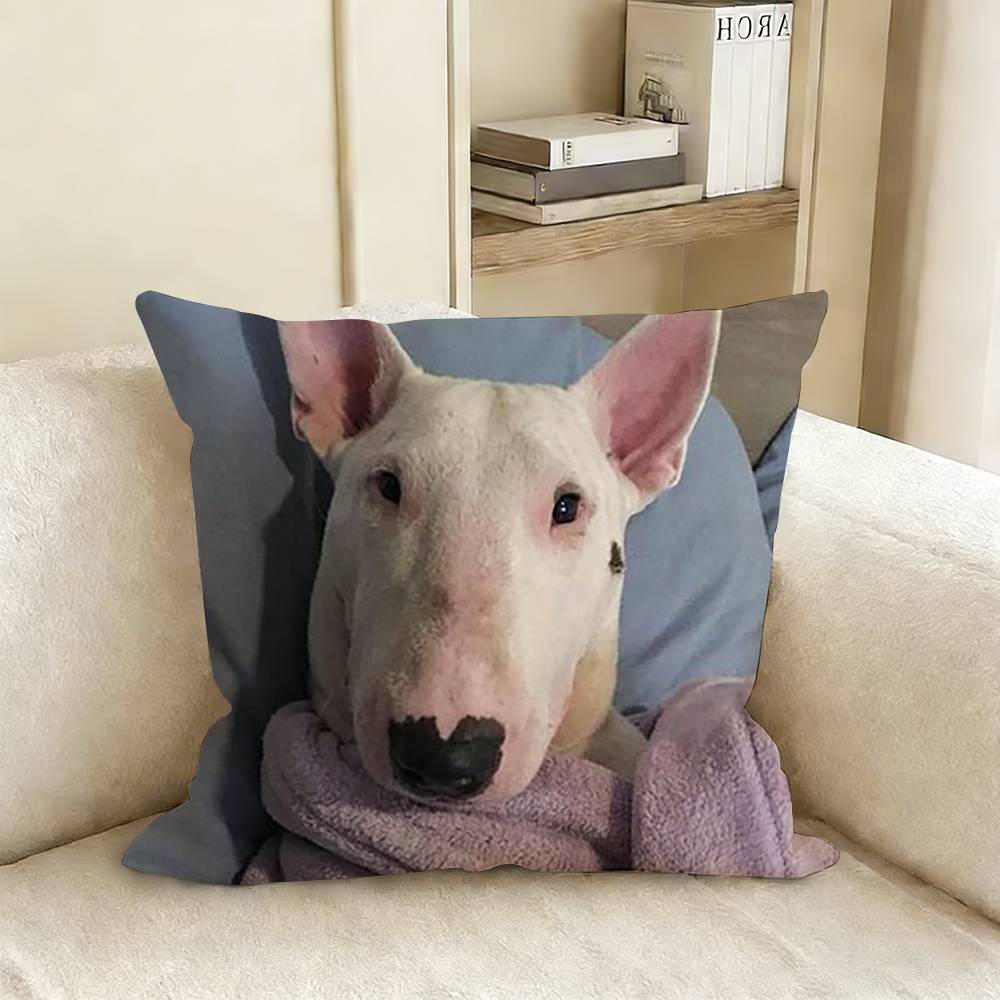 Funny Bull Terrier Dog Pillow Case Living Room Sofa Cushion Cover Suitable For Home Bedroom Room Decoration