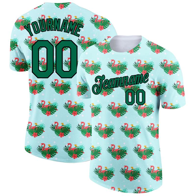 Flamingo Graphic 3D Print Customized Name Jersey Men's T-shirt Short Sleeve Gym Sport Fitness Hawaiian Style Tees